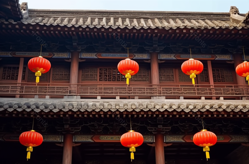 红色灯笼中式古建筑景点,高清,摄影图,摄影图片,图片大全,摄影图免费下载